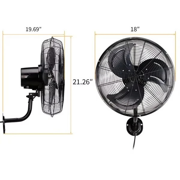 18-Inch high-speed wall-mounted fan, 3-speed industrial ventilation fan, 4592 CFM indoor wall-mounted fan