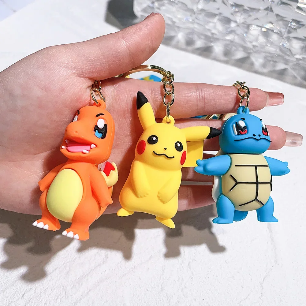 

New Pikachu Figurine Fashionable Cartoon Keychain Pokemon Anime Decorative Adorable Charmander Psyduck Doll Keyring Kid Souvenir