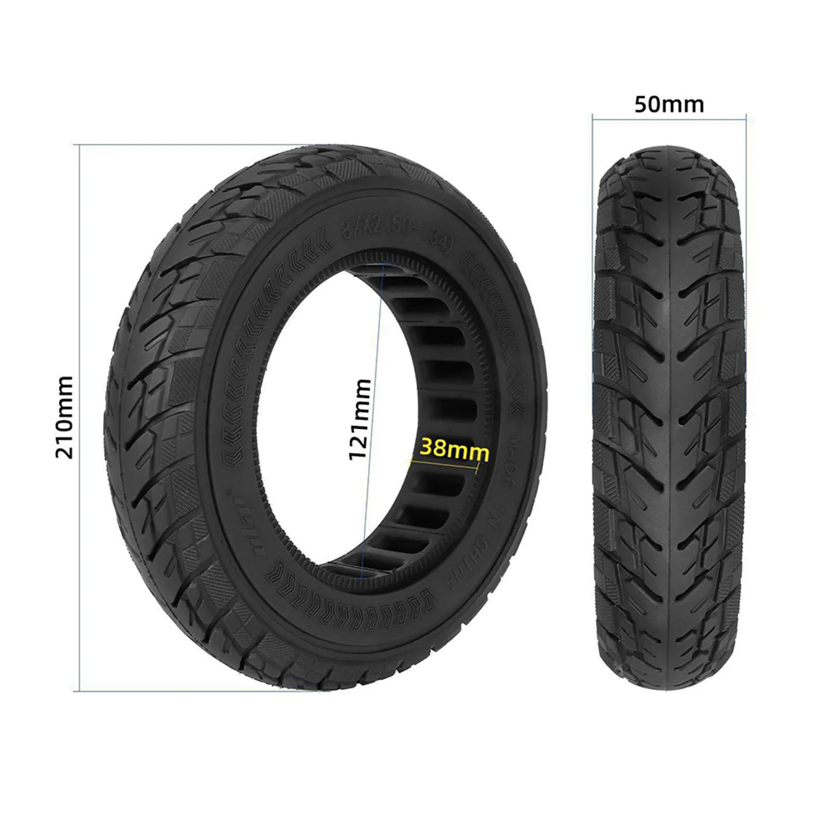 B48B-2Pcs 8.5Inch 8.5X2 Off-Road Solid Tire For VSETT 9 9+ ZERO 9 Scooter Wear-Resistant Puncture-Proof Tire Parts Black