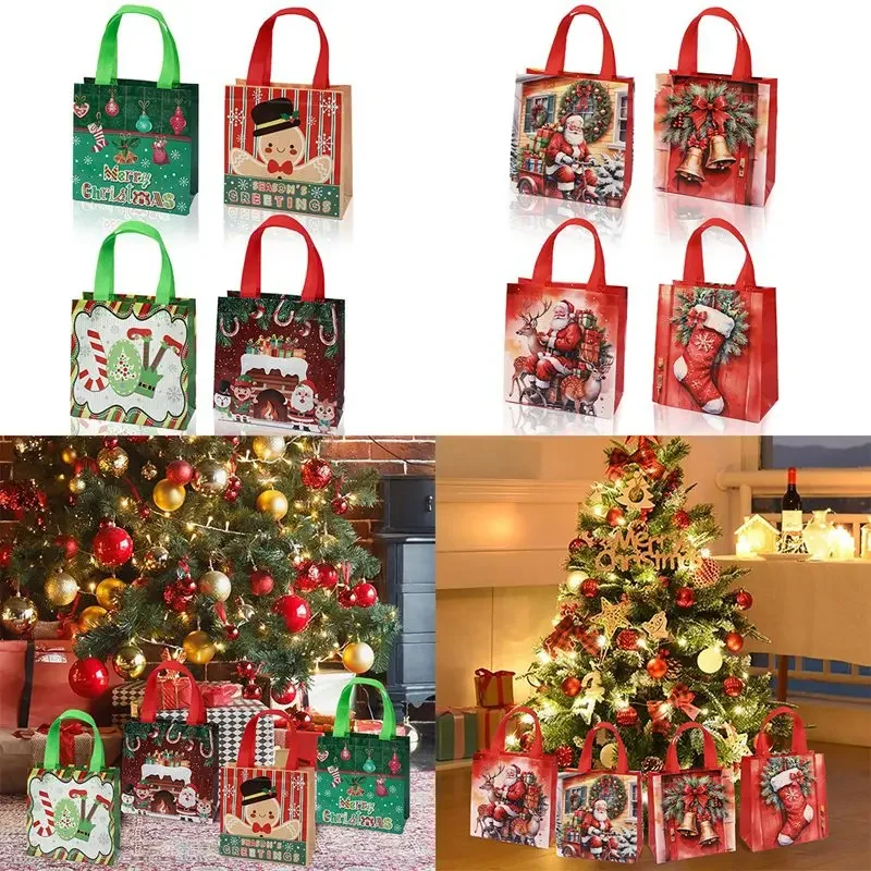 Christmas Gift Bags Non-Woven Christmas Bags Christmas Decorations for Home 2024 Navidad Natal Gifts New Year 2025 Packing Bag