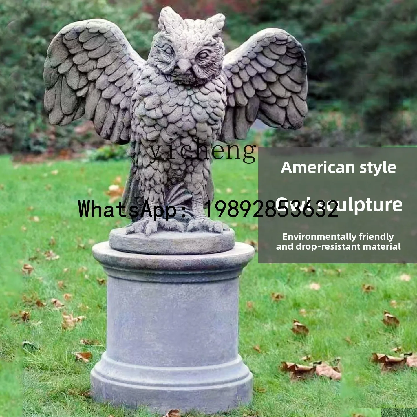 X1outdoor courtyard garden owl sculpture ornament American country retro animal statue living room decoration