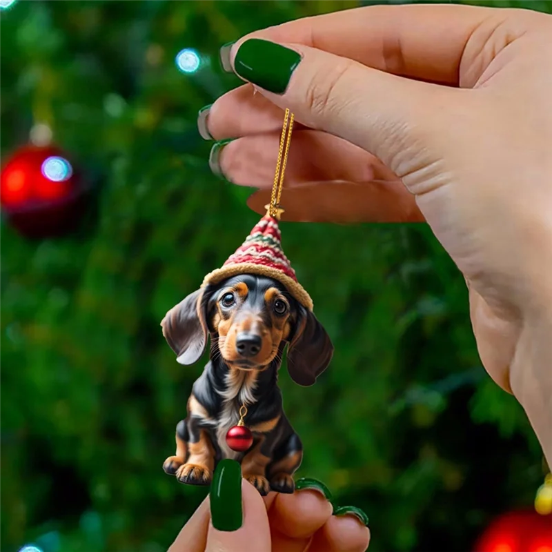 7PCS 3D Dog Pendant Decorative Hanging Ornaments for Tree Car Backpacks DIY Funny Dog Printing Acrylic Puppy Pendants