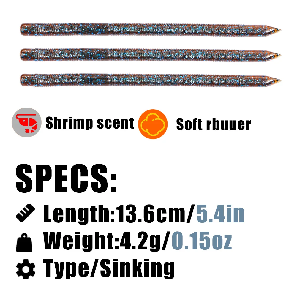 PEAK 8 Stück Langsam Sinkende Wurmköder Weichköder Angelköder Pesca Karpfenangeln Bass-Köder Isca Artificial – Detail 1