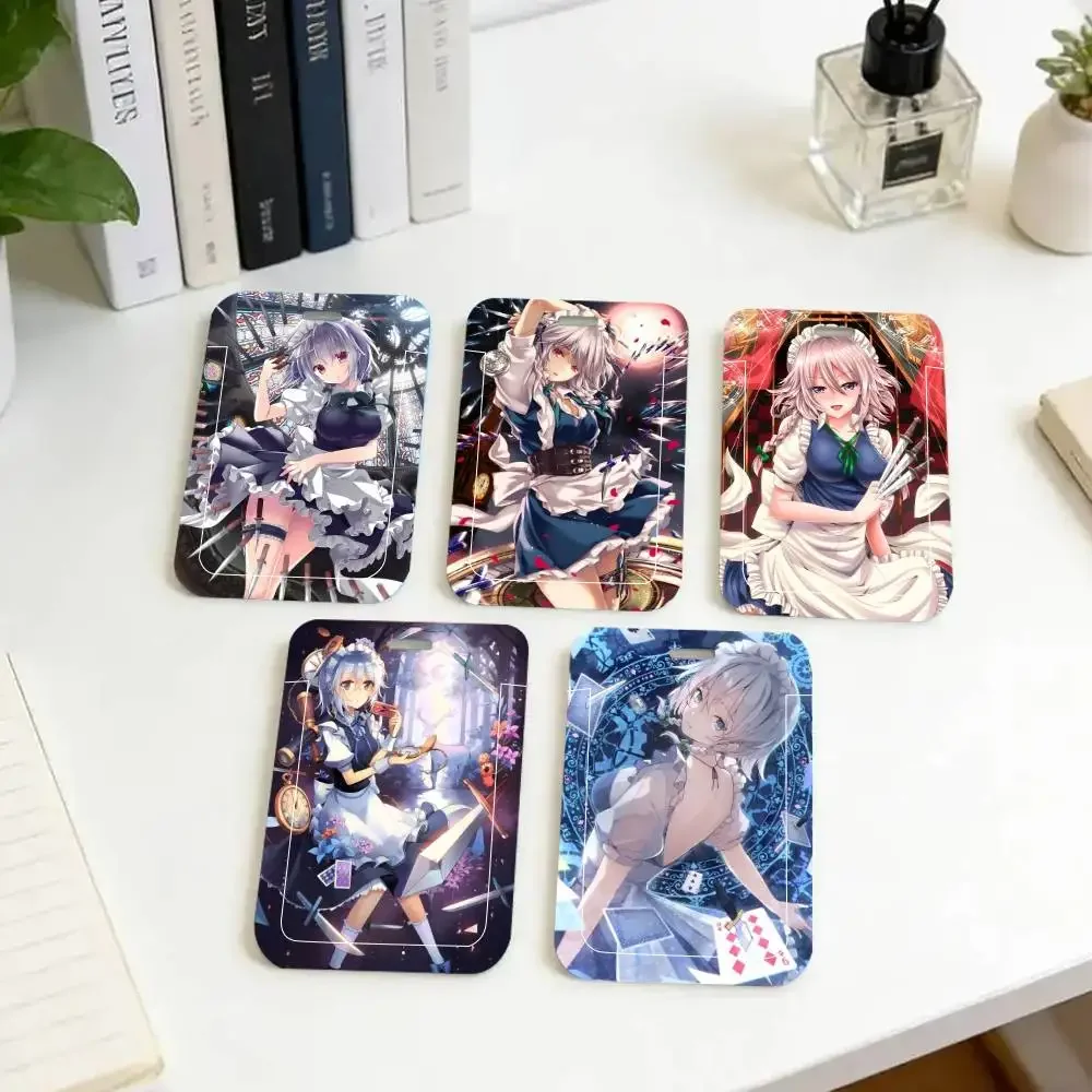 Anime Touhou Project Izayoi Sakuya ID Card Holder Neck Strap Pendant Door Badge Holder Lanyards Keychain Work Credential