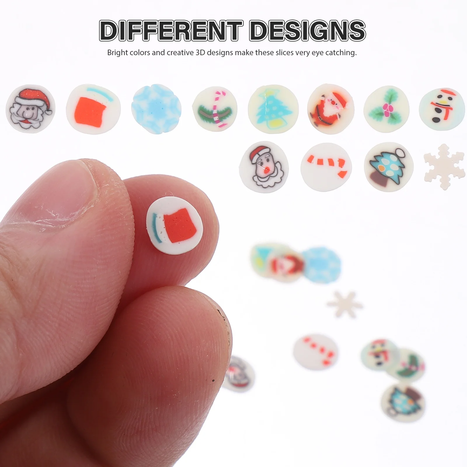 1000개 네일 슬라이스 소프트 클레이 과일 크리스마스 패턴 패셔너블 DIY 네일 장식 간편 사용 네일 스티커 살롱 개인용
