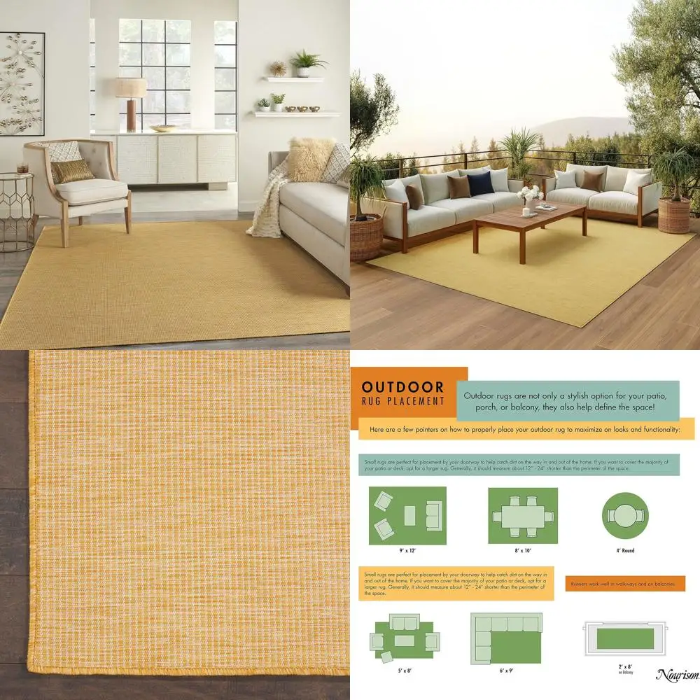 

Yellow 8' x 10' Area Rug for Indoor & Outdoor Use, Easy to Clean, Non-Shedding, Suitable for Bedroom, Living Room, Dining Room,