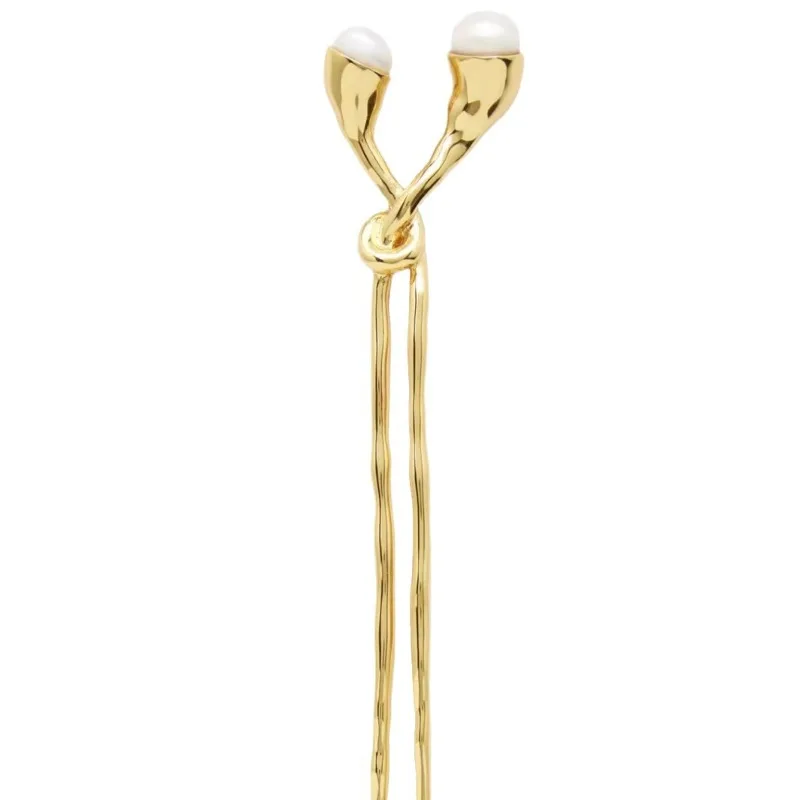 

Freshwater Pearl Hairpin High Quality Brass Plated Gold Hairpin