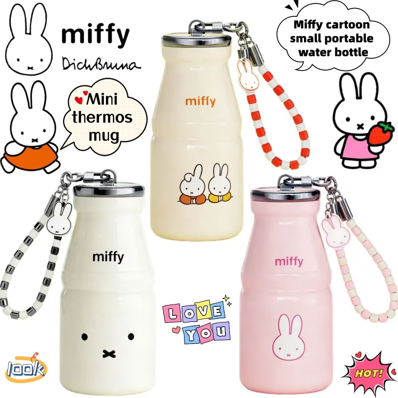 Miffy Creative Cute Cartoon Small Portable Water Cup Holiday Gift Personality Animation Peripheral Mini Thermos Cup Wholesale