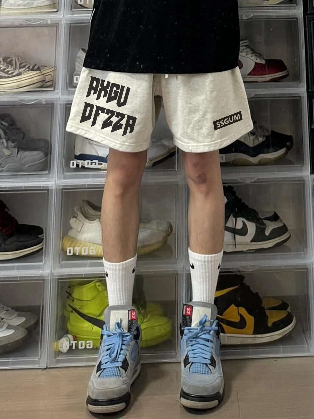 Breathable Straight Leg Men's Sport orts Fitn Baskeall Five-Quarter Casual Pants American Trend Summer Versatile orts