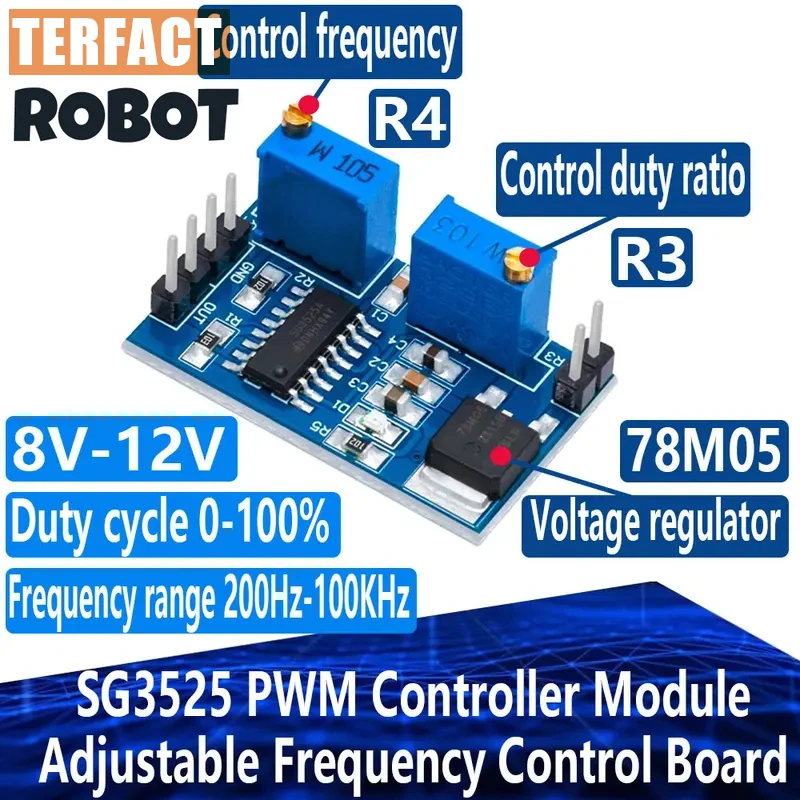 1~10PCS TERFACT ROBOT DC 5V 12V SG3525 PWM Controller Module 200HZ-100KHZ Adjustable Frequency Control Board Diy Electronic