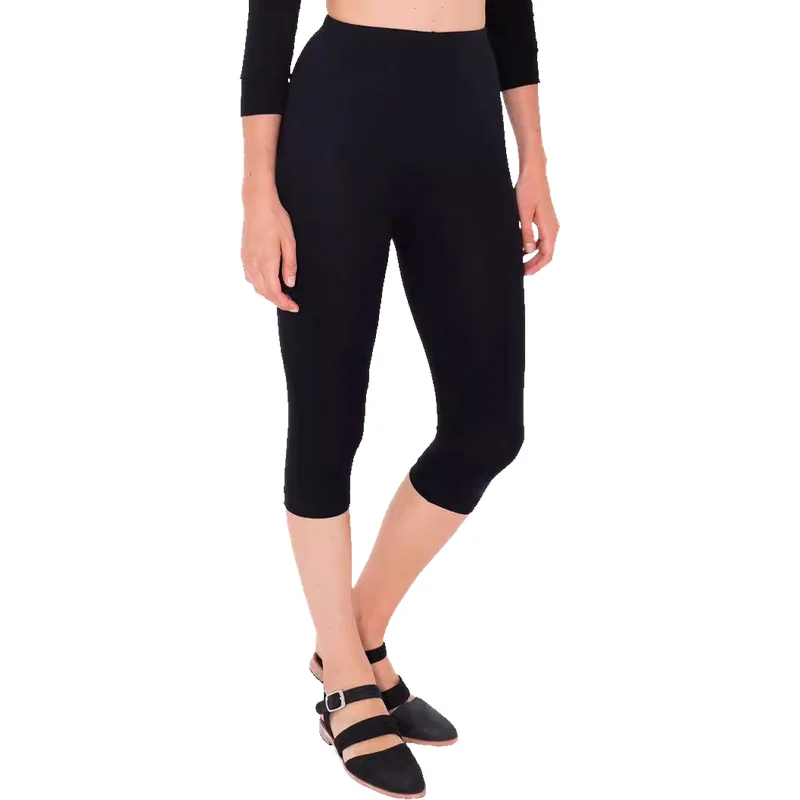 Elastic Multicolor Seven-Five Base Layer Pants Thin Female Small Foot Short Pants Seven-Five Pants City Walk Polyester Fiber