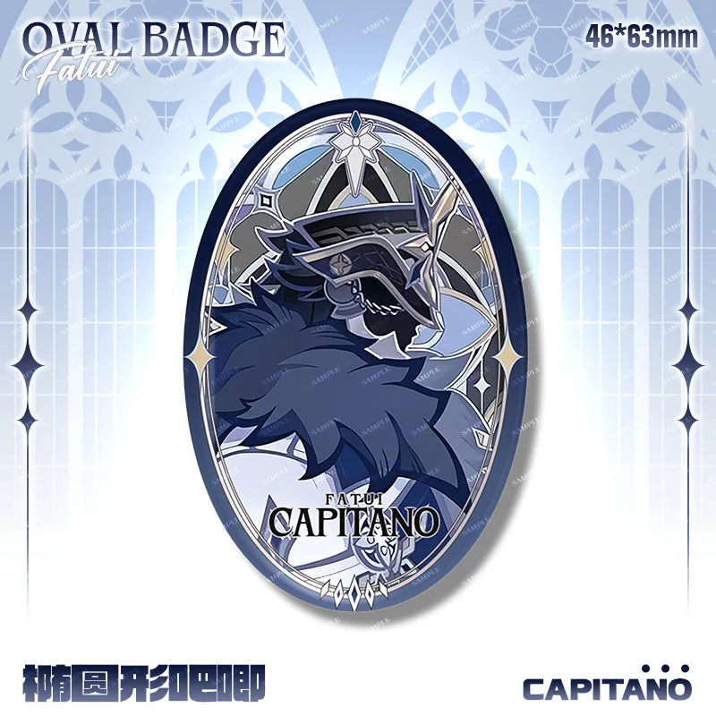 1PC Genshin Impact Tartaglia Arlecchino Scaramouche Shining Oval Badge Collectible Gacha Anime Pin Set For Cosplay Costume Acces