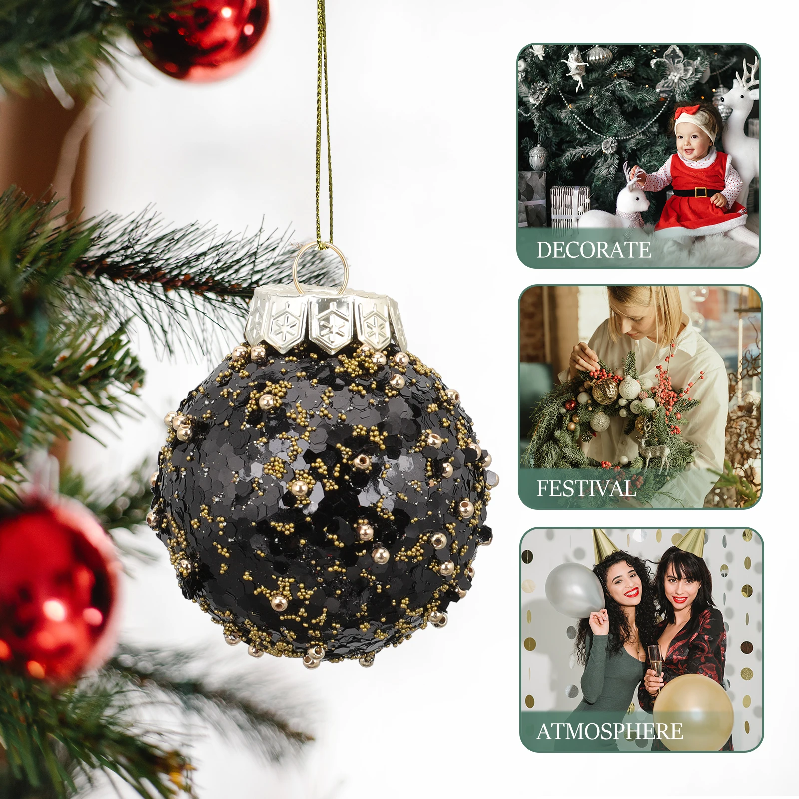 

25Pcs Durable Christmas Tree Ball Ornaments Hanging Decoration For Festivals