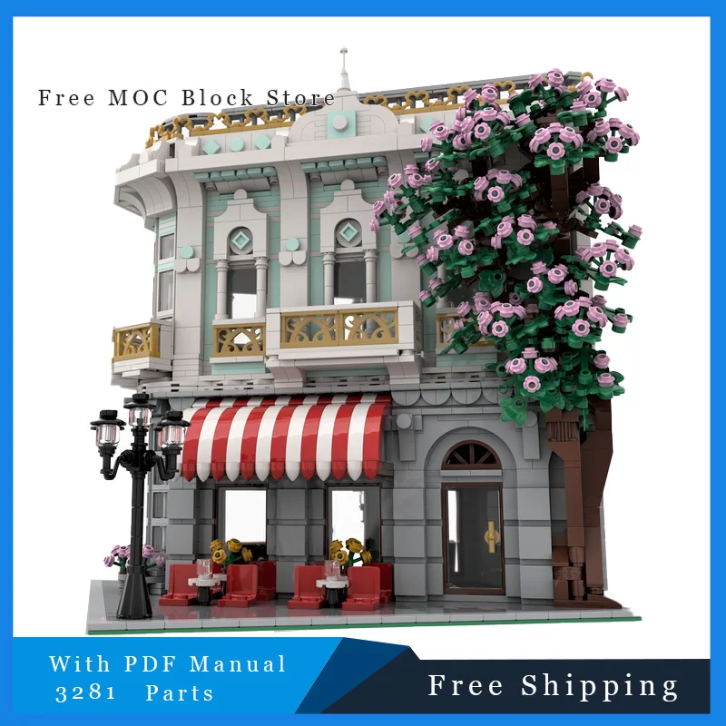 

3281 Parts Custom City Street View Romantic Cafe Building Blocks Set Model Decorations Holiday Birthday Christmas Gift DIY Toys