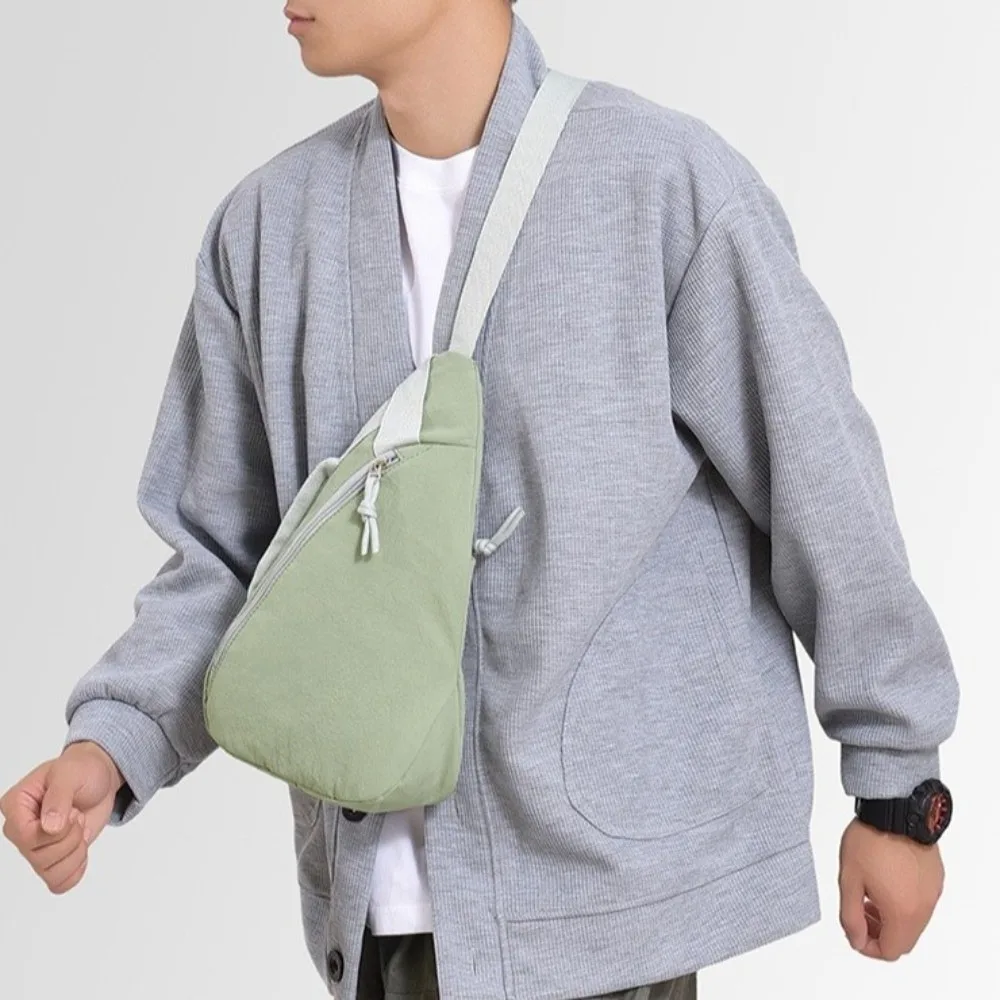 حقيبة صدر نسائية على شكل قطرة بسحاب بلون سادة حقيبة كتف رياضية ذات سعة كبيرة متعددة الوظائف من النايلون حقيبة كروس للسفر