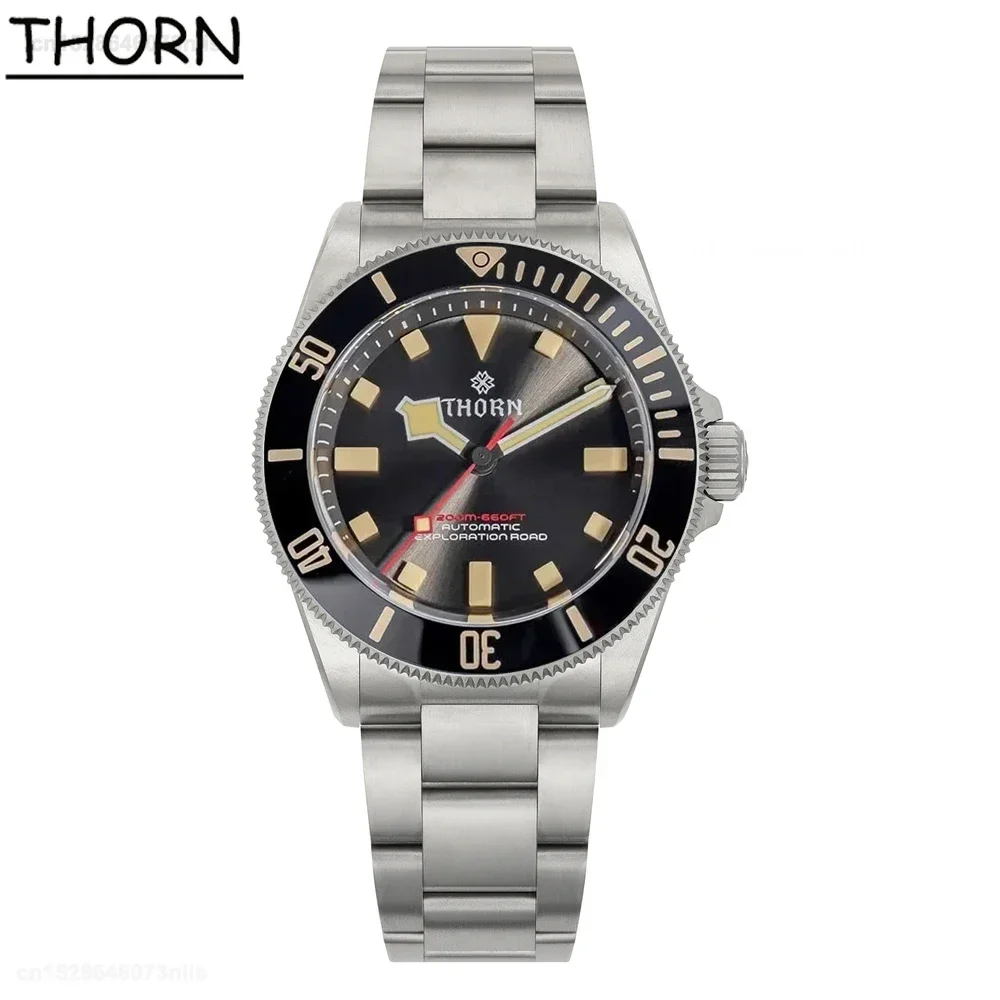 THORN 39mm Titanium Watch Homage Vintage PT5000 Movement Automatic Sapphire Crystal C3 Super Luminous 200M Waterproof Watches