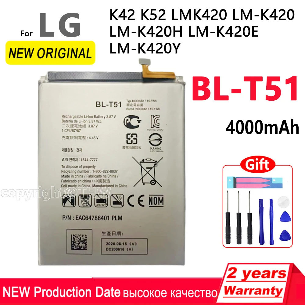 100% Original Replacement Batteria 4000mAh BL-T51 Battery For LG BL T51 Phone High Quality Batteries With Tracking Number