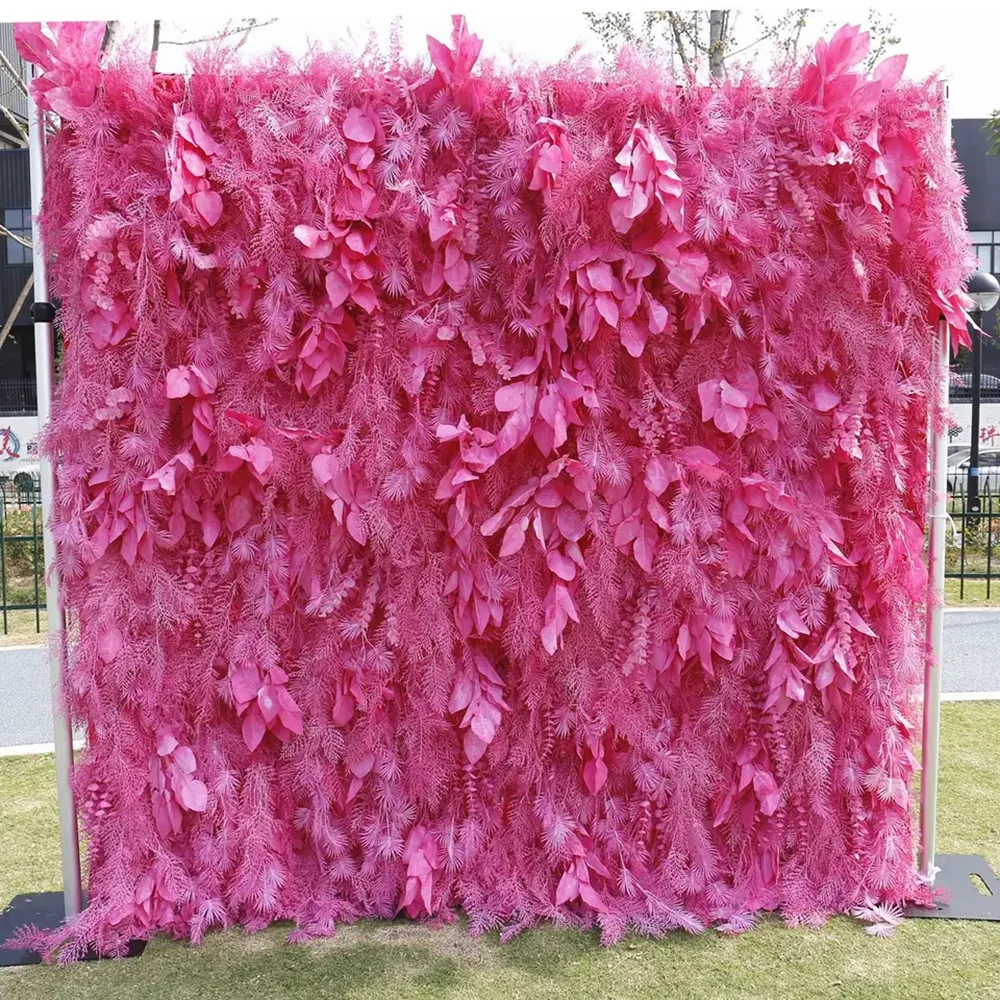 

Hot Selling Wedding Supplies Colorful Feather Wall Wedding Backdrop Silk Artificial party wedding Decorative Flower Wall