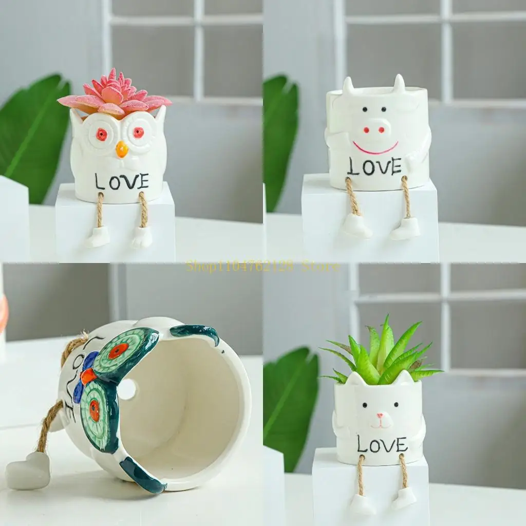 Ceramic Hanging Feet for Doll Flower Pot Cactus Bonsai Succulent Container for Indoor Outdoor Garden Balcony Supplies best sale
