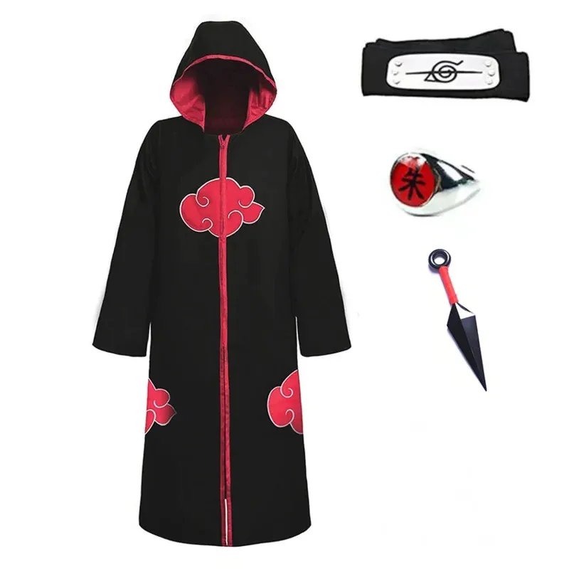 

DY20Ninja Акацуки костюмы Итачи халат костюмы на Хэллоуин для детей женщин Сяо косплей аниме аксессуар кольцо облако пальто накидка H FE