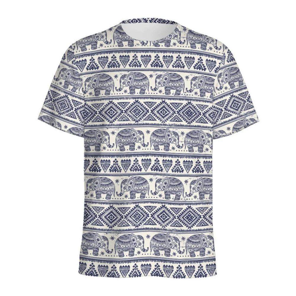 الرجعية الأفريقية القبلية الجرافيك تي شيرت الرجال الصيف الجولة الرقبة قصيرة الأكمام بلايز أفريقيا العرقية الطباعة تي شيرت رجل غير رسمي الملابس