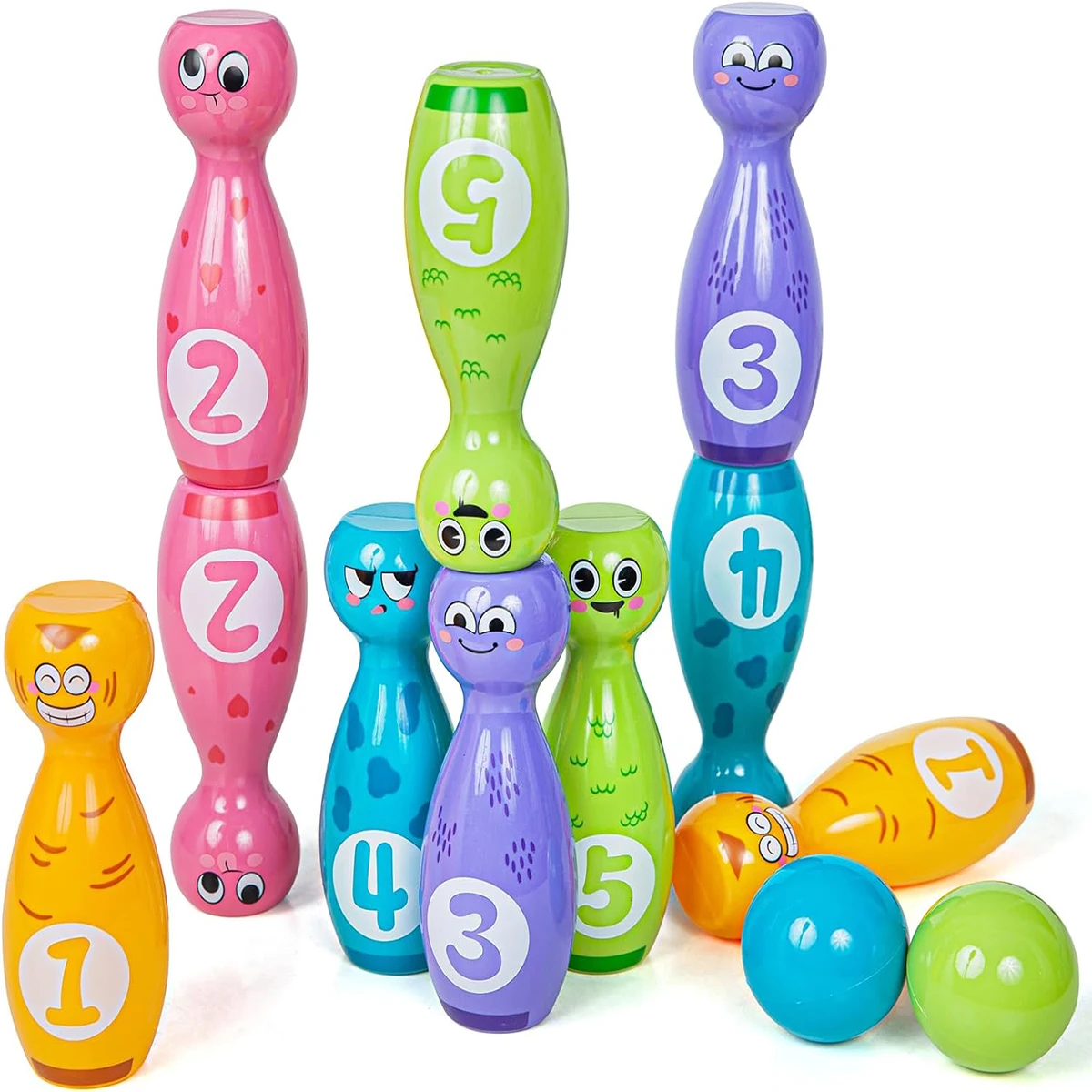Children's Bowling Toy Set, Indoor and Outdoor Sports Toys, Stacked High Digital Arithmetic Multifunctional Toys