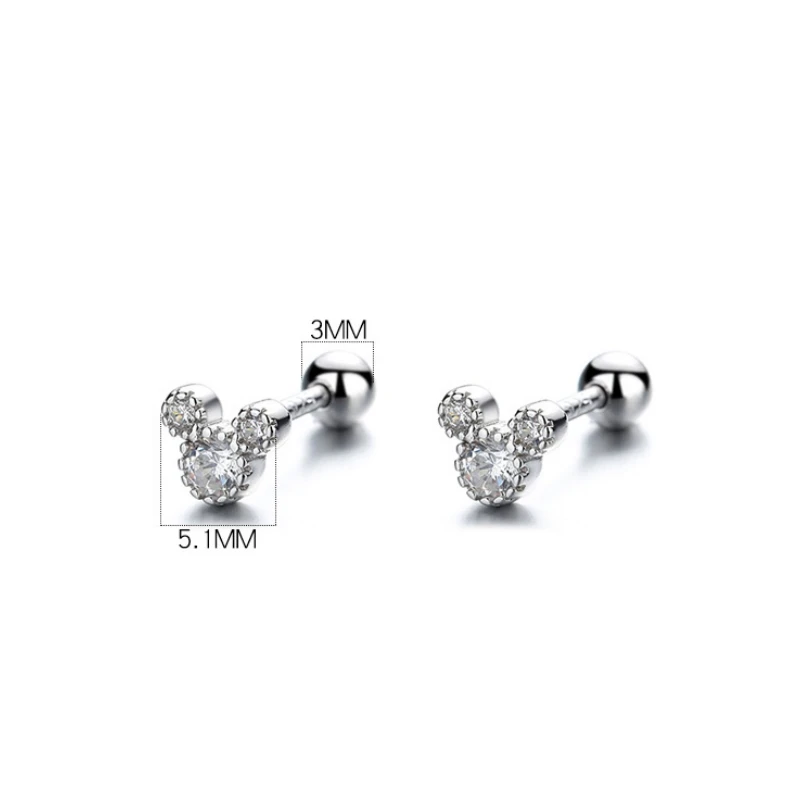 Uniorsj-pendientes de plata esterlina 100% 925 para mujer, joyería de circonita brillante, con dibujos animados de Mickey, con cierre de tuerca