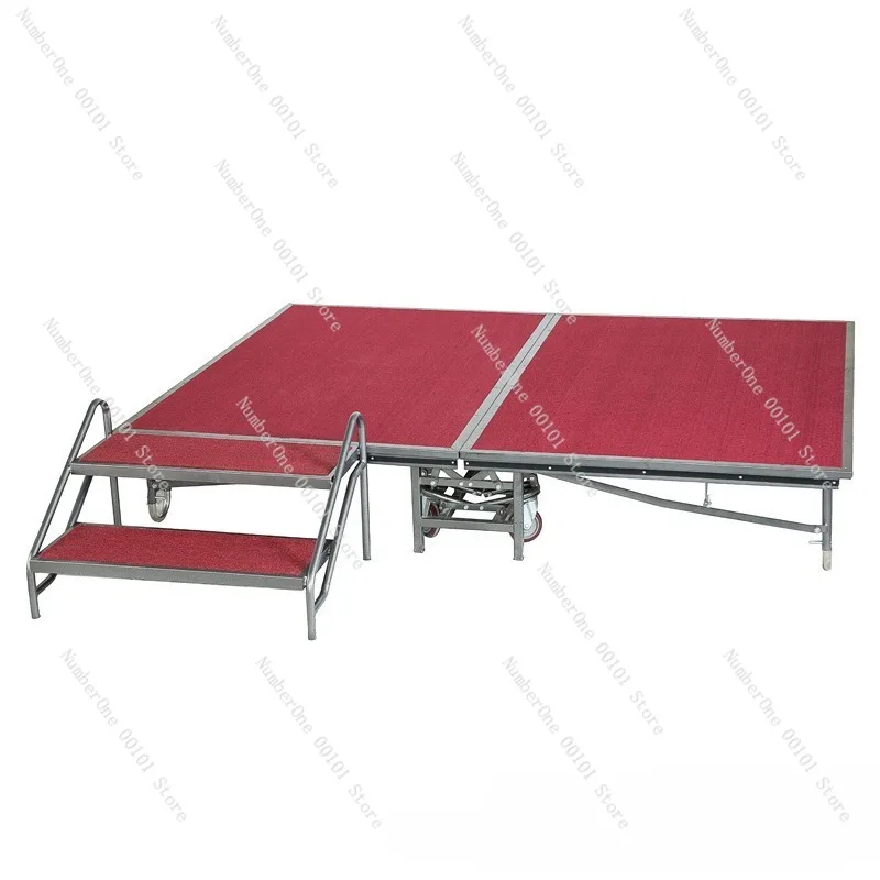 Portable Folding Stage Step Ladder 2 Step Choir Riser Stair Platform Heavy Duty Metal Performance Access Step for Concert School