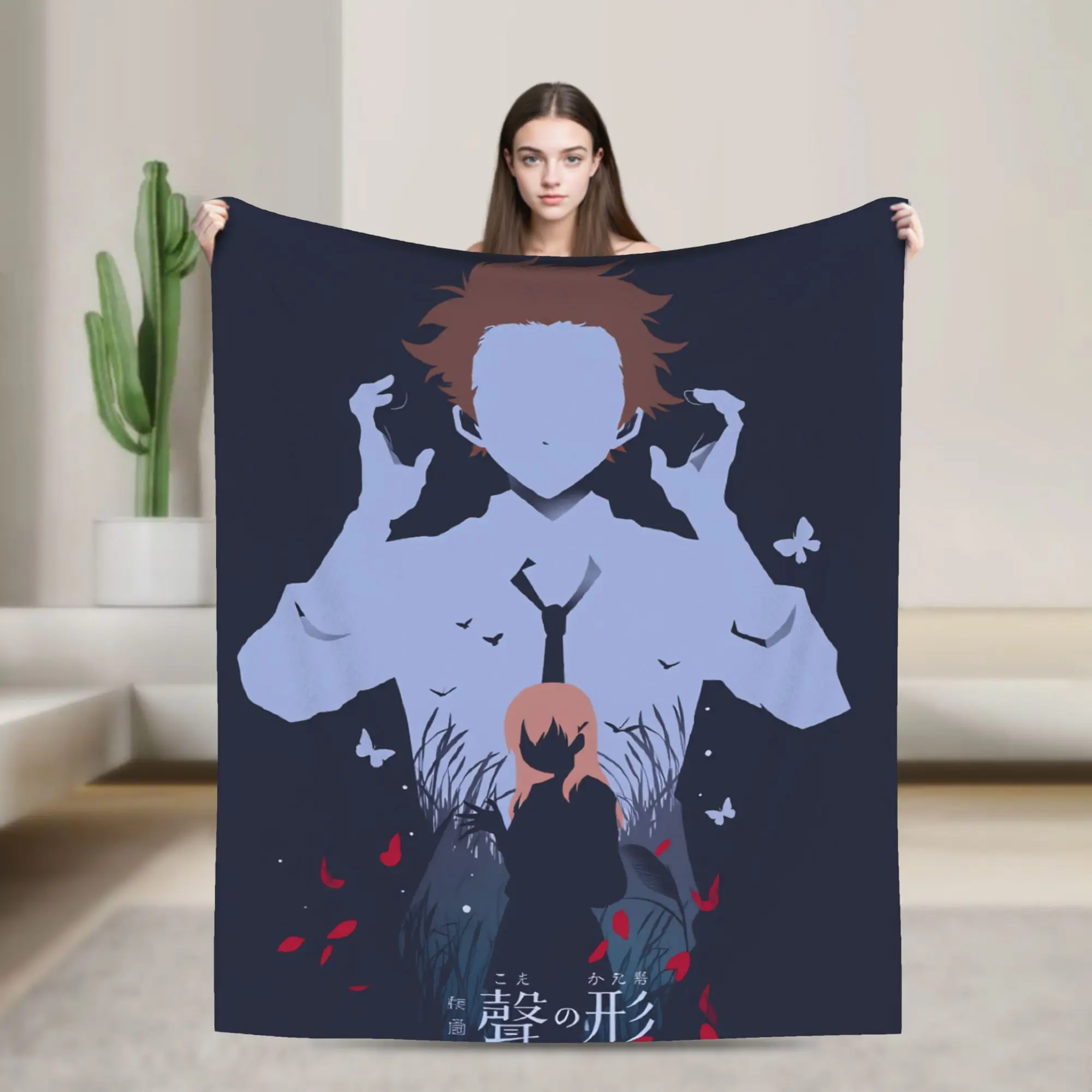 

A Silent Voice Warm Soft Blanket Japanese Anime Airplane Plush Throw Blanket Print Living Room Flannel Bedspread Sofa Bed Cover