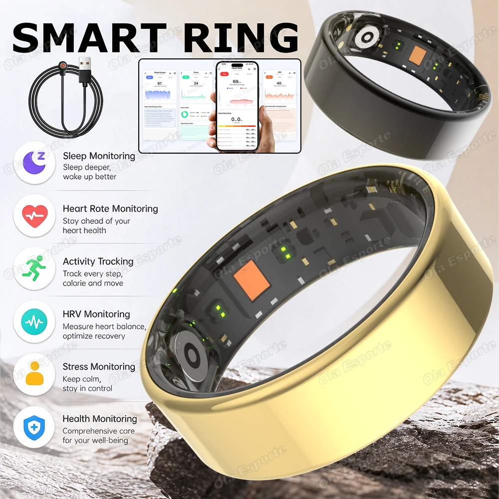 Gesture Control Smart Ring 2027 Heart Rate Blood Pressure Women’s Health Sleep Monitoring Sports Waterproof Men’s Smartring SY15
