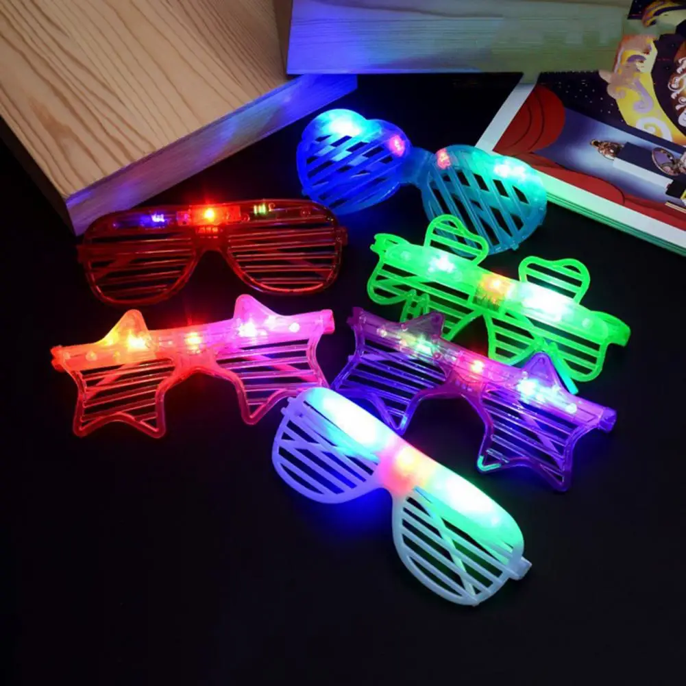 12Pcs LED Light-up Shutter Glasses Colorful Kids Adults Neon Slotted Shades Sunglasses Eyewear Party Favors