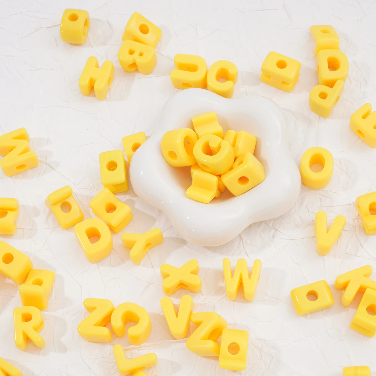 2/20pcs Yellow Acrylic Large Hole Letter Loose Beads DIY Necklace Bracelet Mobile Phone Chain Bag Pendant Jewelry Accessories view 6