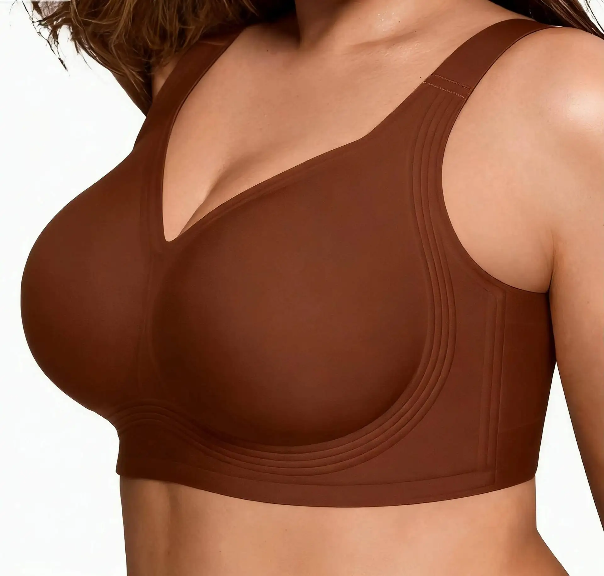 Naadloze, zachte plus size bh - Volledige dekking, ondersteuning & lift, corrigeert rugvet, anti-doorzakken, zonder beugels