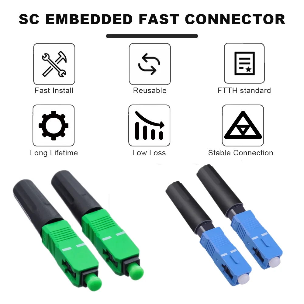 Fiber Optic Fast Connector SC APC 50/100/200pcs SM Single-mode Optical Quick Connector SC UPC Fast Connector Coupler 1