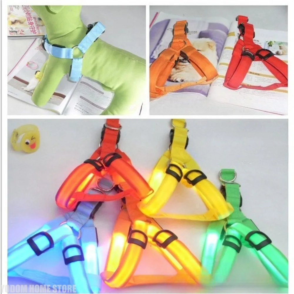 Fashion LED Electronic Pet Harness Nylon Dog Accessories Flashing Light Pet Leash Rope Belt Dog Glowing Vest Pet Supplies