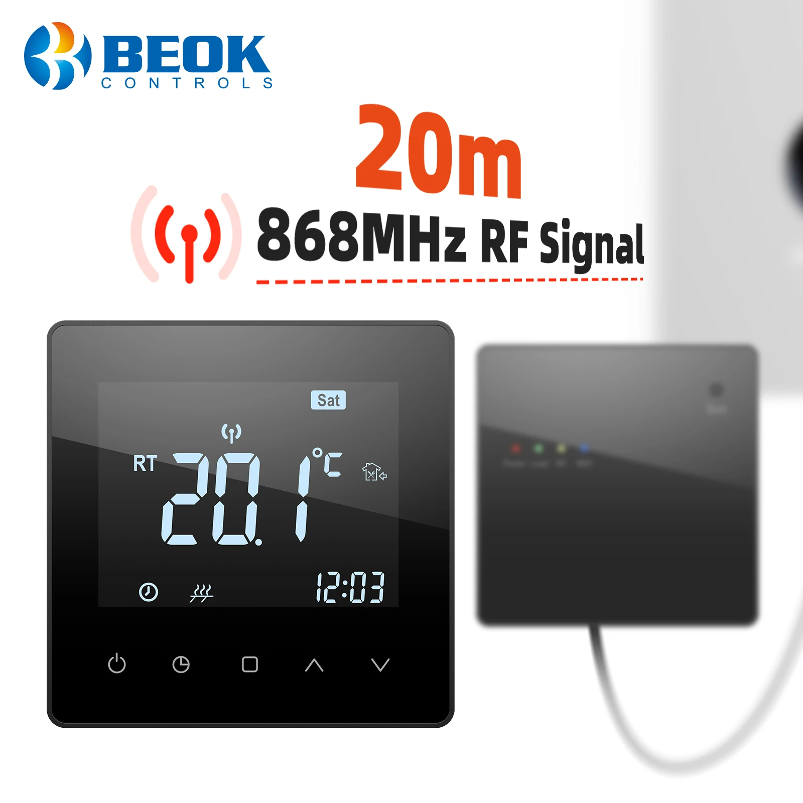 Beok Wireless Thermostat Smart Tuya RF Gas Boiler Battery Powered Thermoregulator Programmable Work with Google Home Alexa