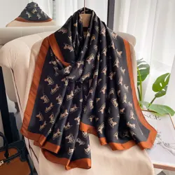 180*90cm Brand Designer Silk Scarf Female Foulard Bandana Long Shawls Wraps Winter Neck Scarves Pashmina Lady Hijab Luxury New