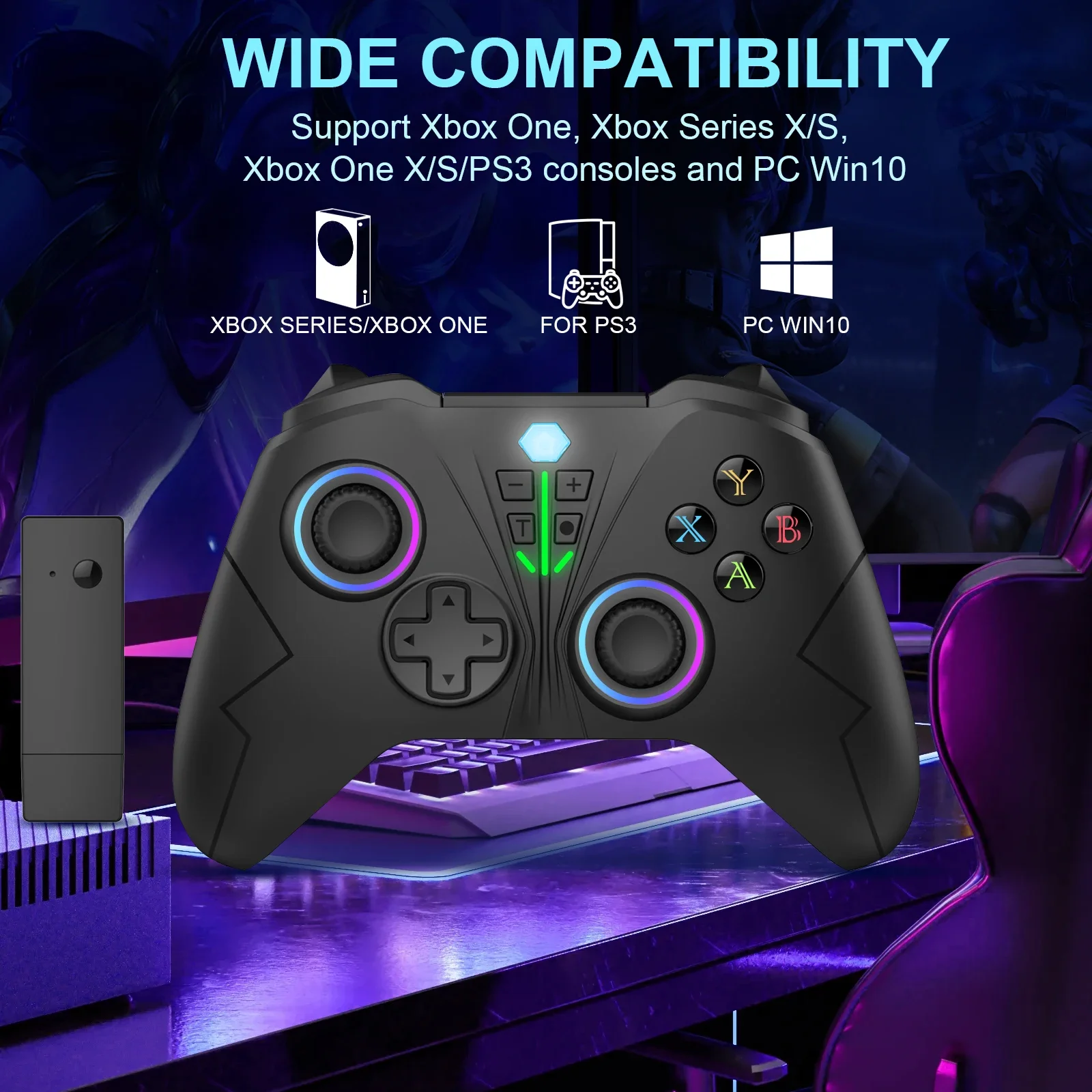 GAMINJA 2.4G Wireless Gamepad With M1/M2 keys For Xbox One Series S/X Controller Support PC Windows 6-axis Vibration Gaming