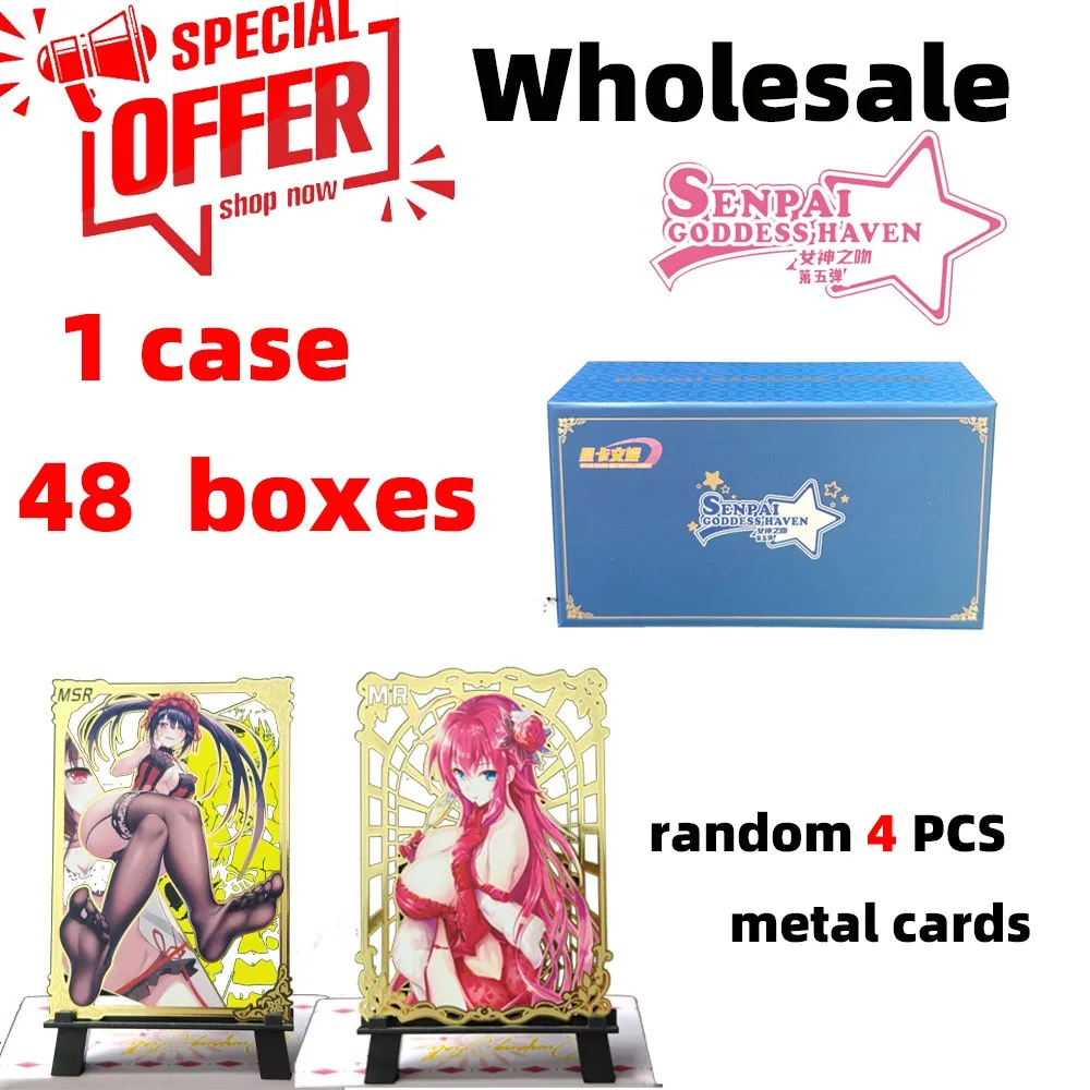 Wholesale 1 case Senpai Goddess Haven 5 Card Box Metal Card Booster Box Girl Party Swimsuit Bikini Anime Game Christmas Children