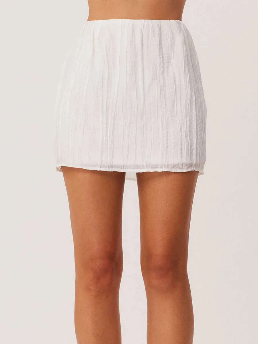 Bornladies 2026 Spring Summer New Shirt Skirt Set Ruffled Texture Sheer Shirt Mini Skirt Vacation Lazy Style Two Piece Outfit view 5