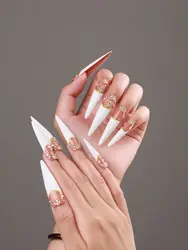 Hot Sale French Style Nail Art Accessories with Handcrafted Lace and Shimmering Rhinestones