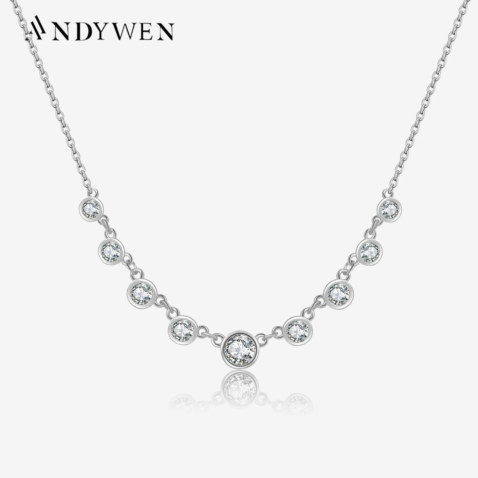 

ANDYWEN 925 Sterling Silver Gold CZ Zircon Charm Beads Pendant Long Chain Choker Necklace Women 2025 Luxury Fine Jewelry