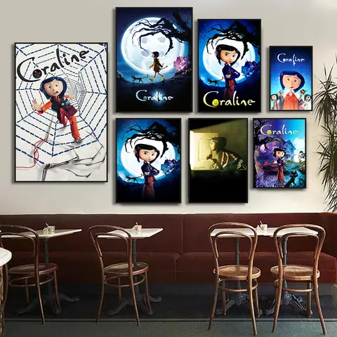 Póster de c-coraline de película de Anime clásica, Impresión de lienzo de película de dibujos animados, arte de pared, imagen para decoración de la habitación del hogar