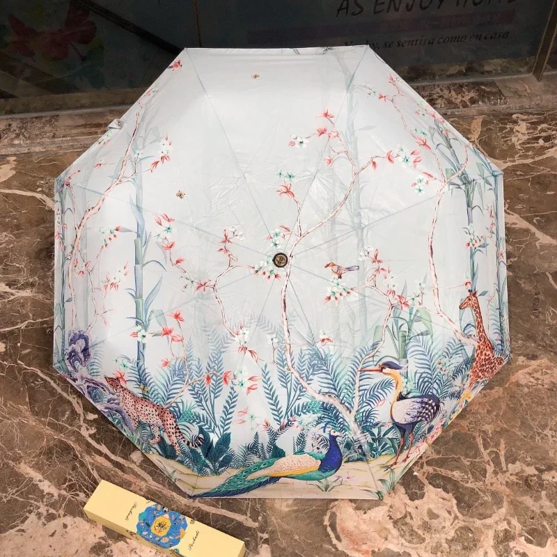 

National wind automatic folding umbrella three folding umbrella. Uv sunshade umbrella sunshade cartoon