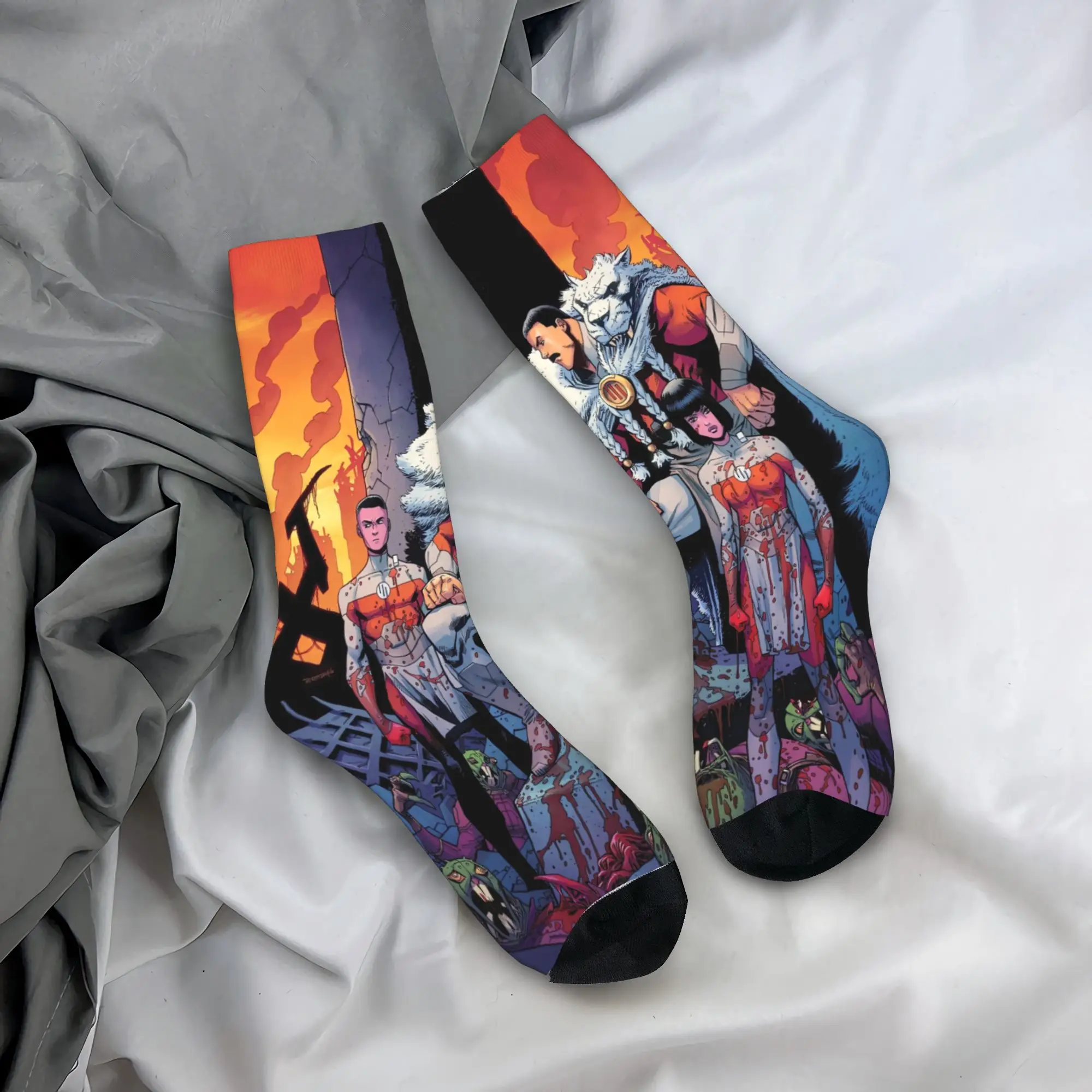 Women Men Socks invincible Omni-Man And Viltrum Soldiers Stockings Autumn Casual Breathable Socks Graphic Running Non Skid Socks