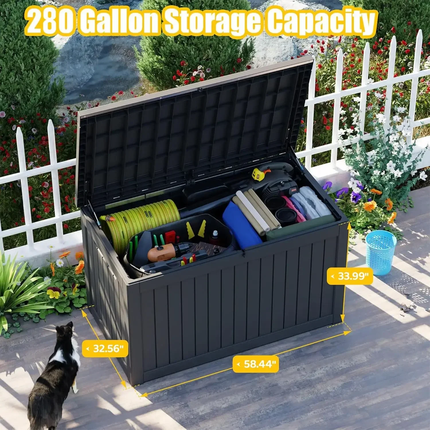 Deck Box - 280 Gallon Large Outdoor Storage box,Waterproof Patio Furniture and Storage Deck - Lockable and UV Resistant, Perfect