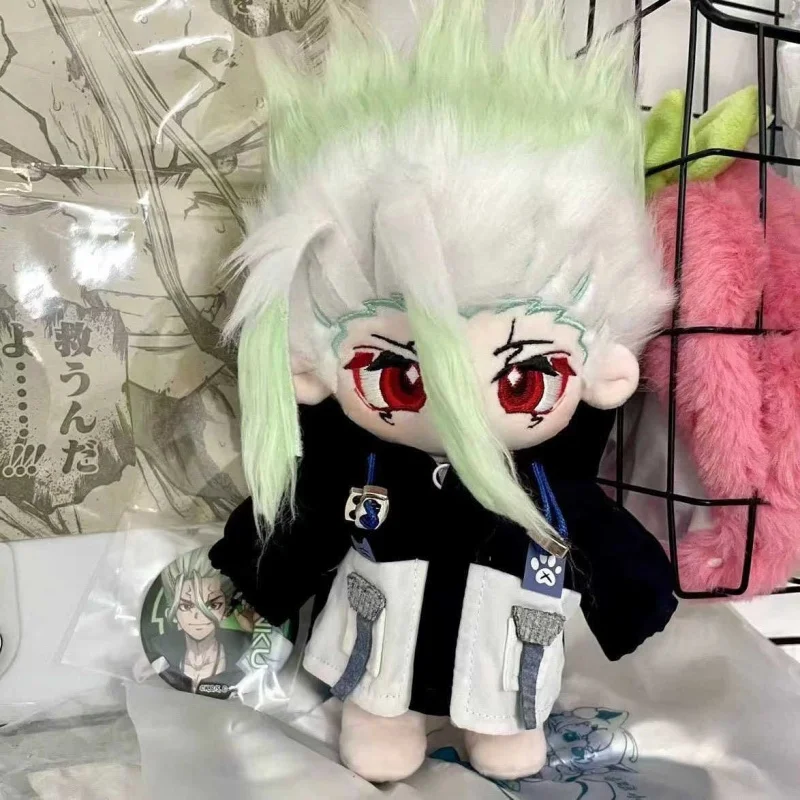 Farcito 20 cm Anime Dr. Stone Ishigami Senku Cotton Doll Toys Cos Bambini Adulti Peluche Dress-Up Toys Festival Regali a sorpresa