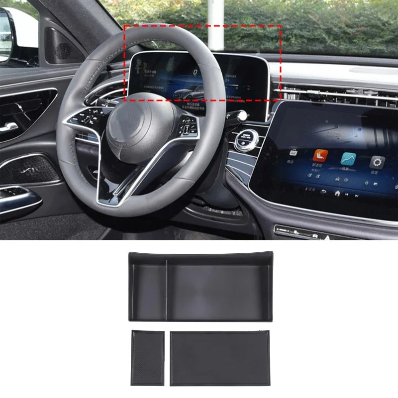 

For Mercedes Benz E Class 2024-2025 ABS Black Car Central Control Screen Paper Towel Storage Box Organizer Tray Car Accessories