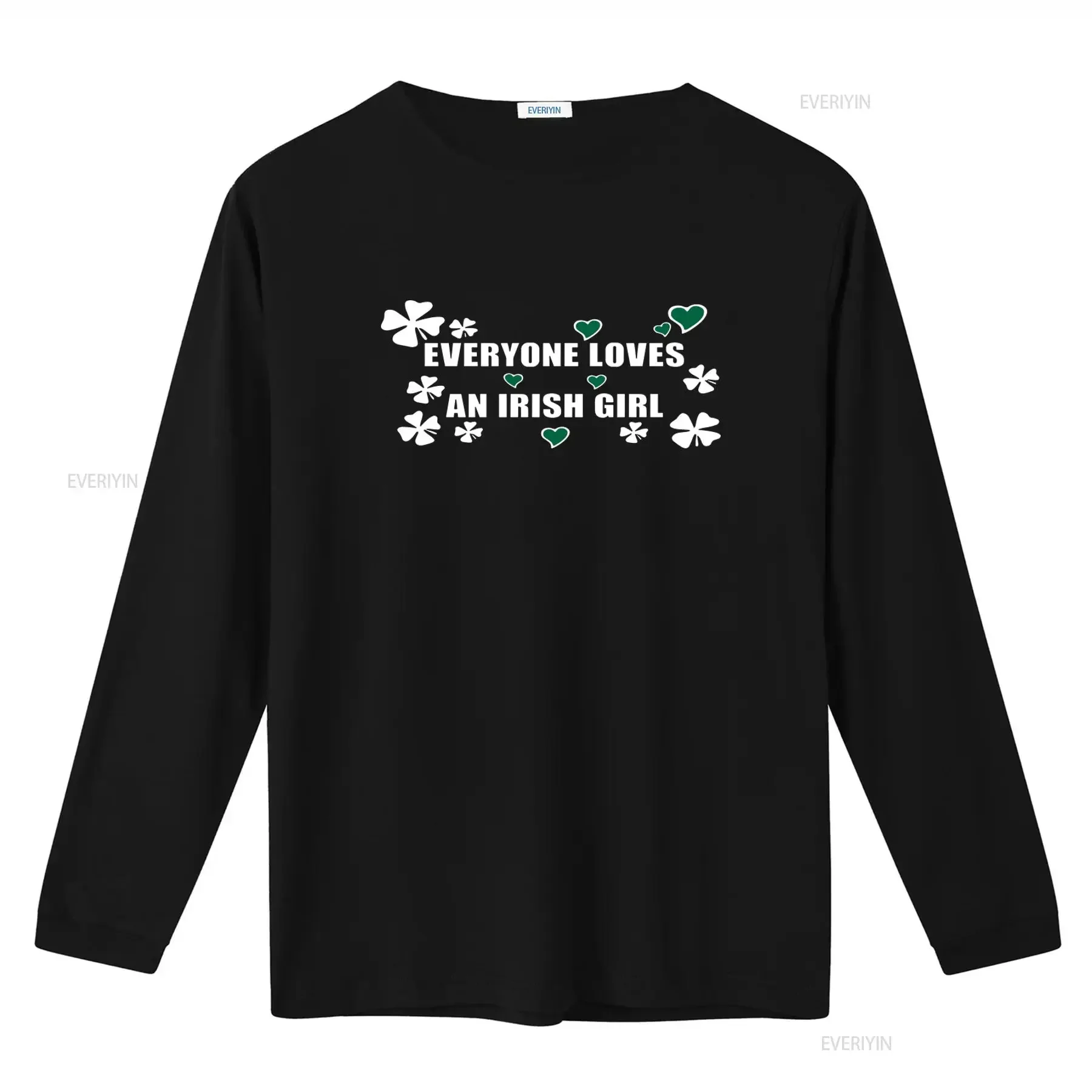 Everyone Loves An Irish Girl Classic T Shirt All Sizes with Four Leaf Clover and Heart Print vintage Washed designer clothes
