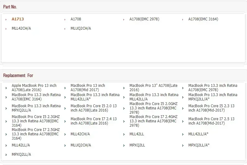 New  A1713 Laptop Battery for Apple MacBook Pro 13'' A1708 2016 Year 11.4V 4781mAh Bateria Notebook